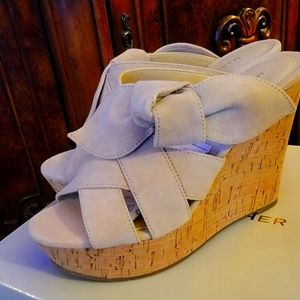 🌟NIB🌟 Marc Fisher, Genuine Suede, Wedge Platform Slip On Sandal, Sz 6.5